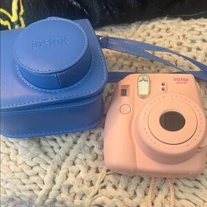 Fujifilm instax mini 8 Pink Instant Camera with Blue Carry Case